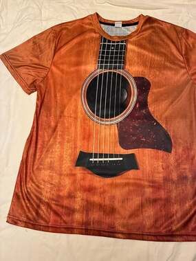 Men's 3D Taylor Guitar Print Polyester T-Shirt XL